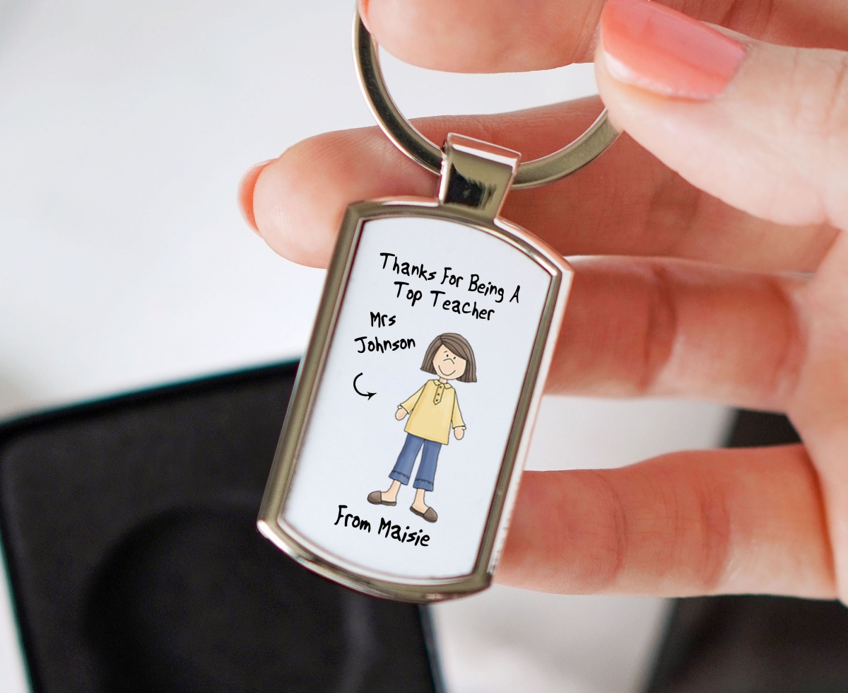 Personalised Teacher (Woman) Thank You Gift Keyring